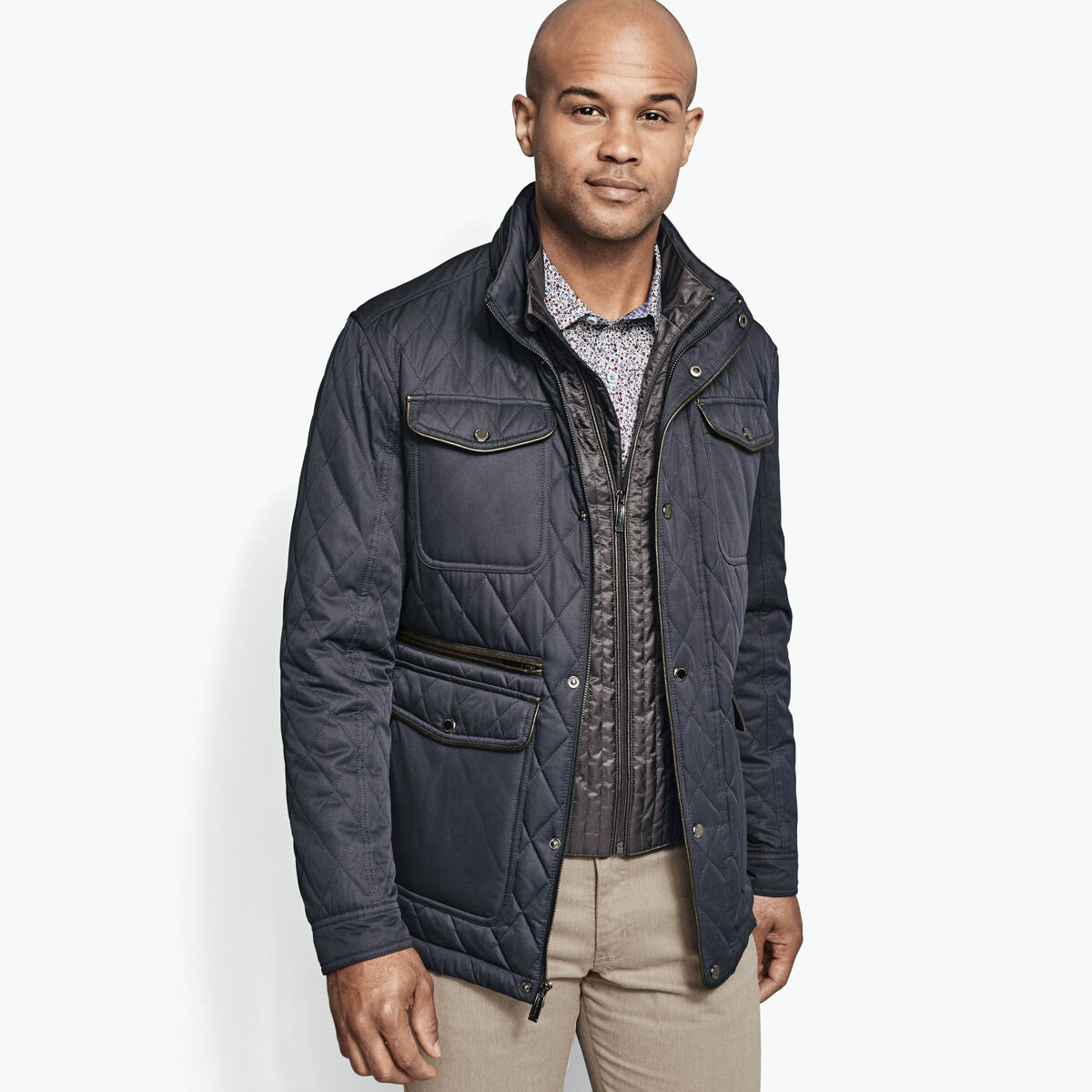 Bib Jacket Men's Quilted Bib Jacket in Navy | Johnston & Murphy