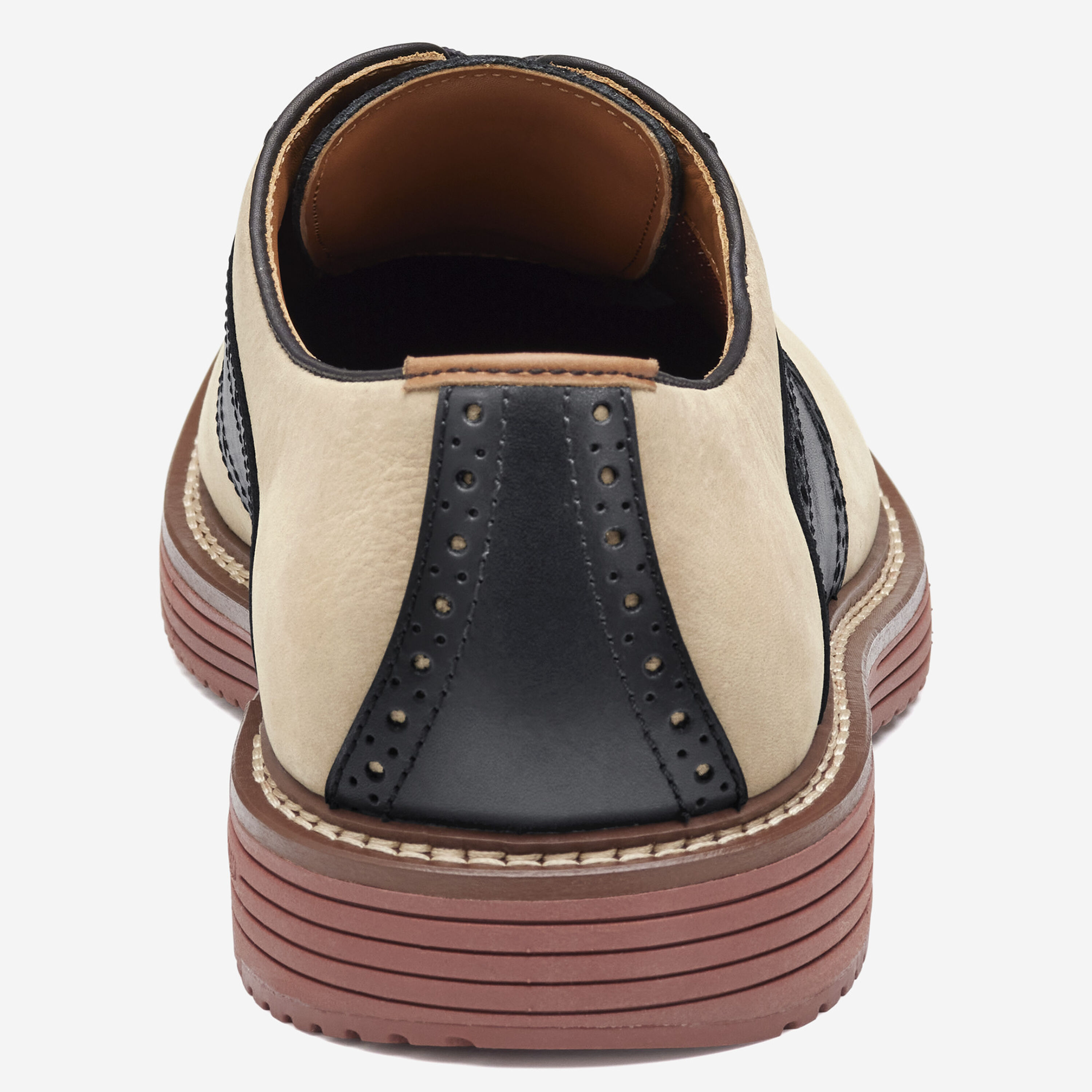 NEW JOHNSTON & MURPHY men\'s upton saddle shoe in taupe nubuck/black full grain Men main image 3