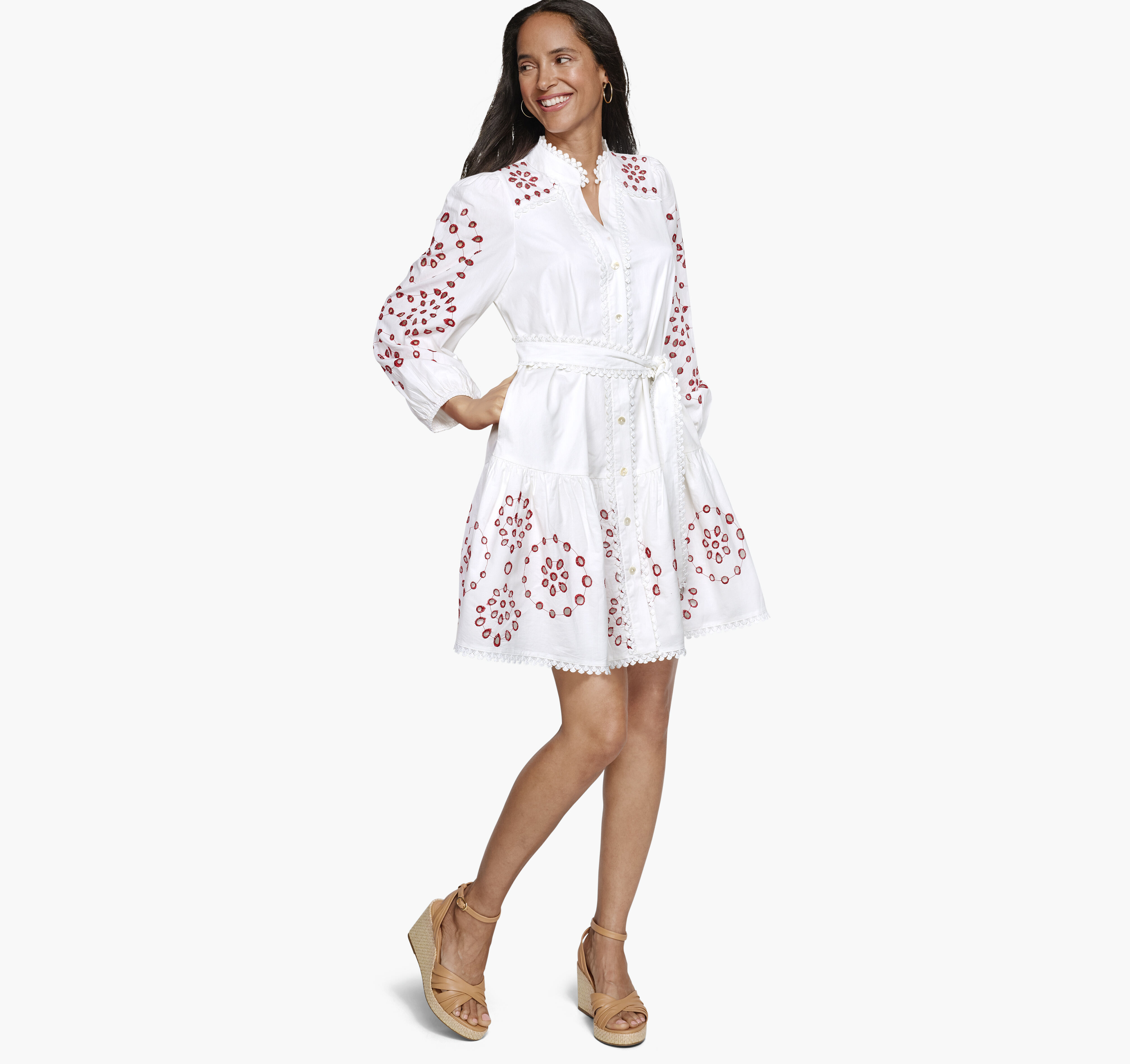 Game Day Button-Front Eyelet Dress
