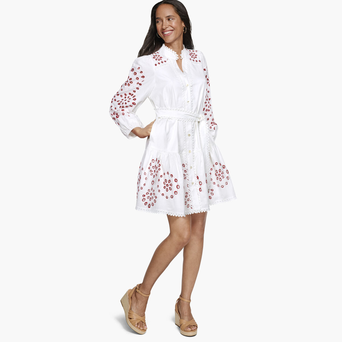 Game Day Button-Front Eyelet Dress image number null