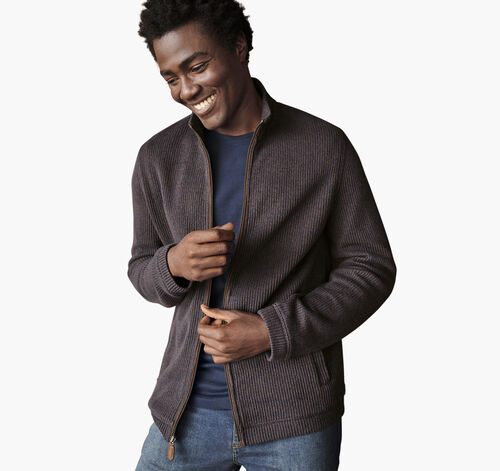 Marled Sweater Full-Zip - Navy/Brown