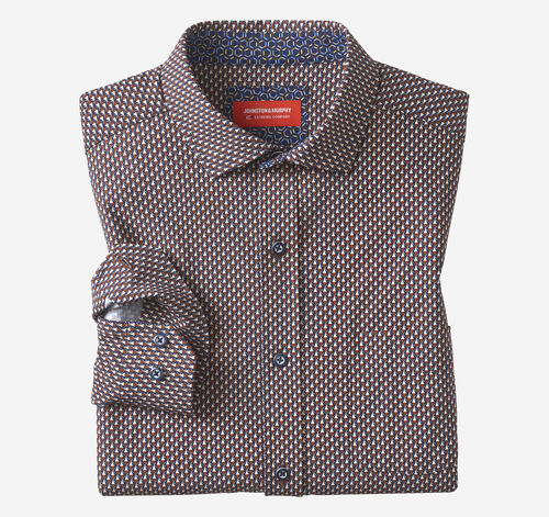 XC+&trade; Motion Long-Sleeve Print Knit Shirt - Rust/Navy Stacked Triangle