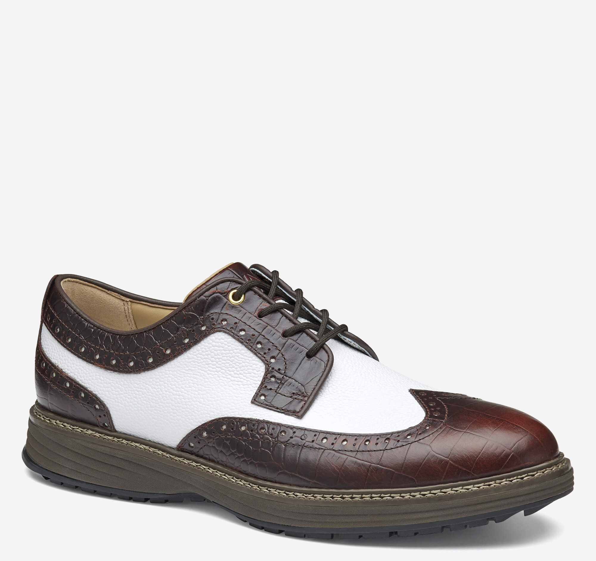 (取寄) ジョンストン&マーフィー メンズ アップトン GL3 ラグゼ ハイブリット Johnston & Murphy men Johnston & Murphy Upton Gl3 Luxe Hybrid White Waterproof Leather Men's Upton GL3 Luxe Golf Hybrid in Dark Brown Waterproof Full
