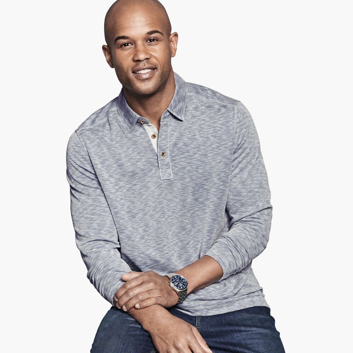 Vintage Slub Long-Sleeve Polo image number null