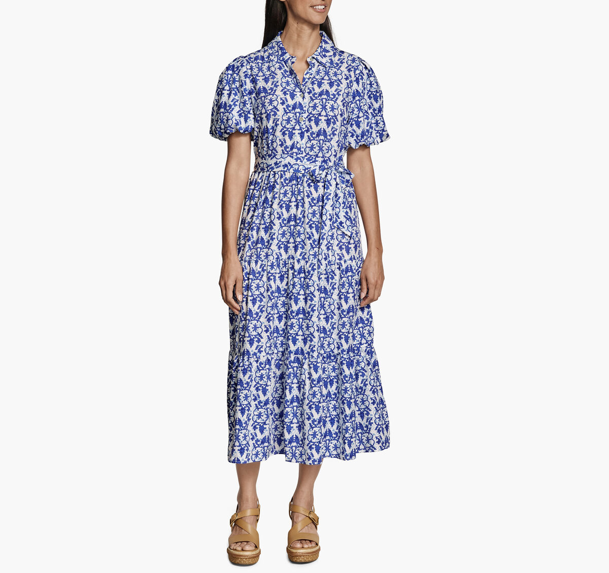 Women's Short Sleeve Tie Waist Dress image number null