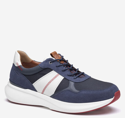 XC+&trade; Declan Jogger - Navy Waterproof Suede/Mesh/White Full-Grain Leather