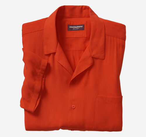 Short-Sleeve Camp Shirt - Coral Solid