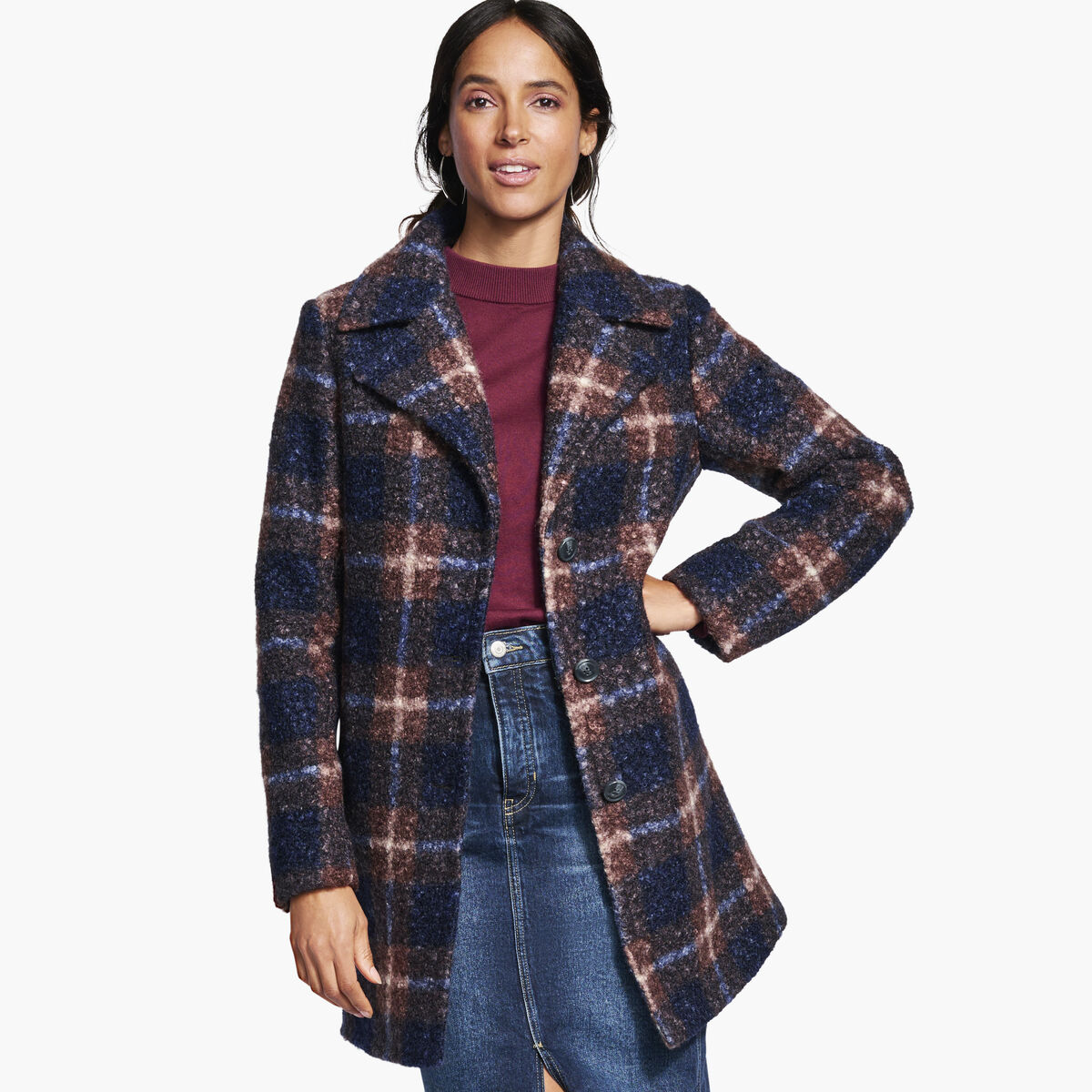 Plaid Teddy Coat image number null