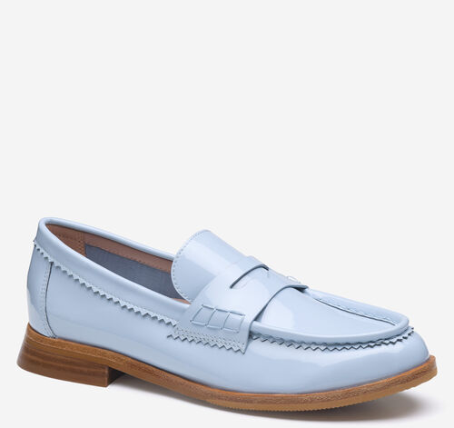 Gillian Penny Loafer - Light Blue Patent Leather