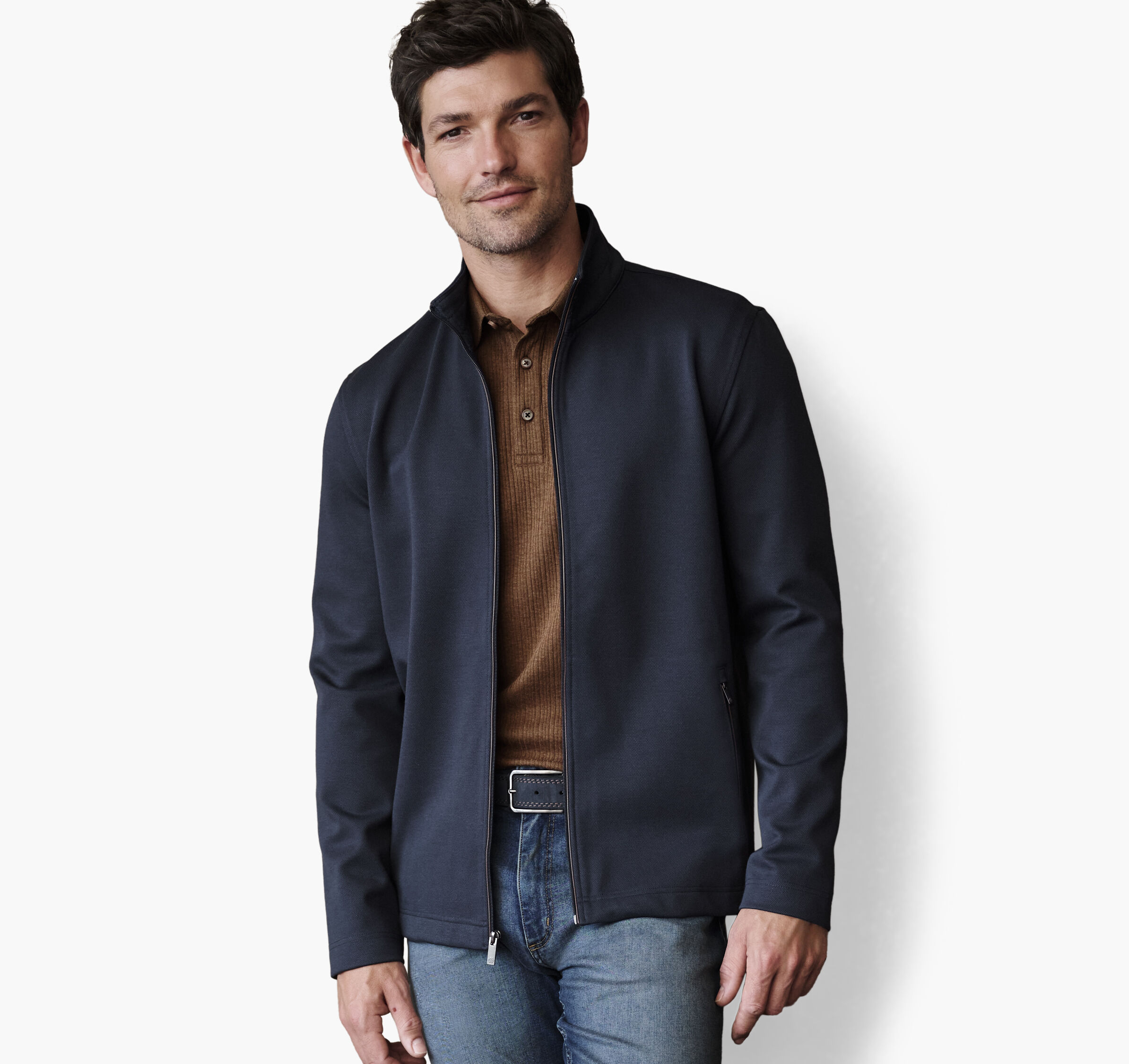Textured Solid Full Zip
