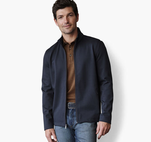 Textured Solid Full Zip - Navy