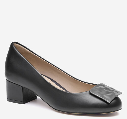 Sienna Ornamental Pump - Black Nappa Leather