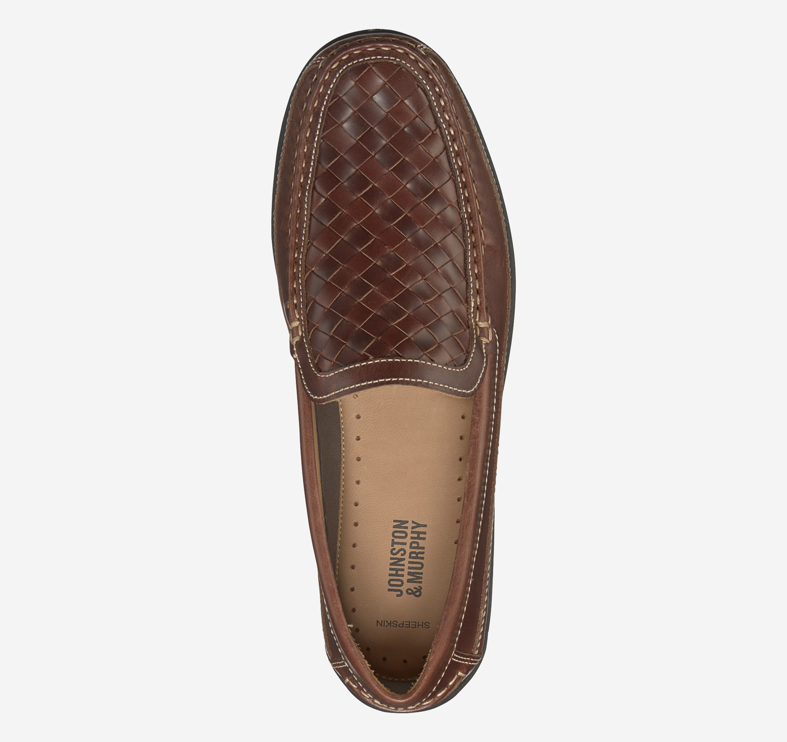 Johnston & Murphy Brown Leather Loafers with Woven Design Johnston & Murphy Shoes Mens Size 9 Brown Leather Woven Slip  main image 3