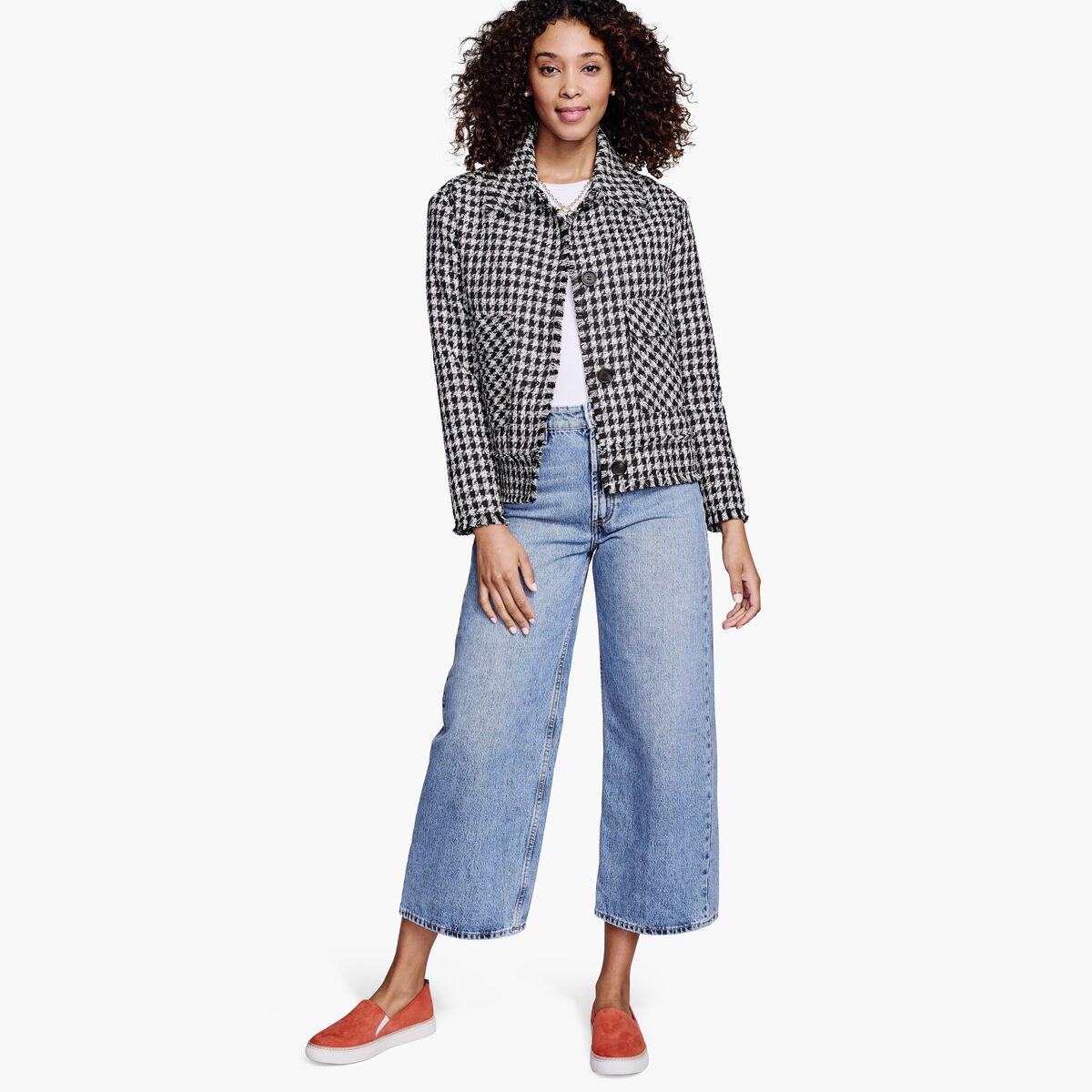Raw-Edge Houndstooth Jacket image number null