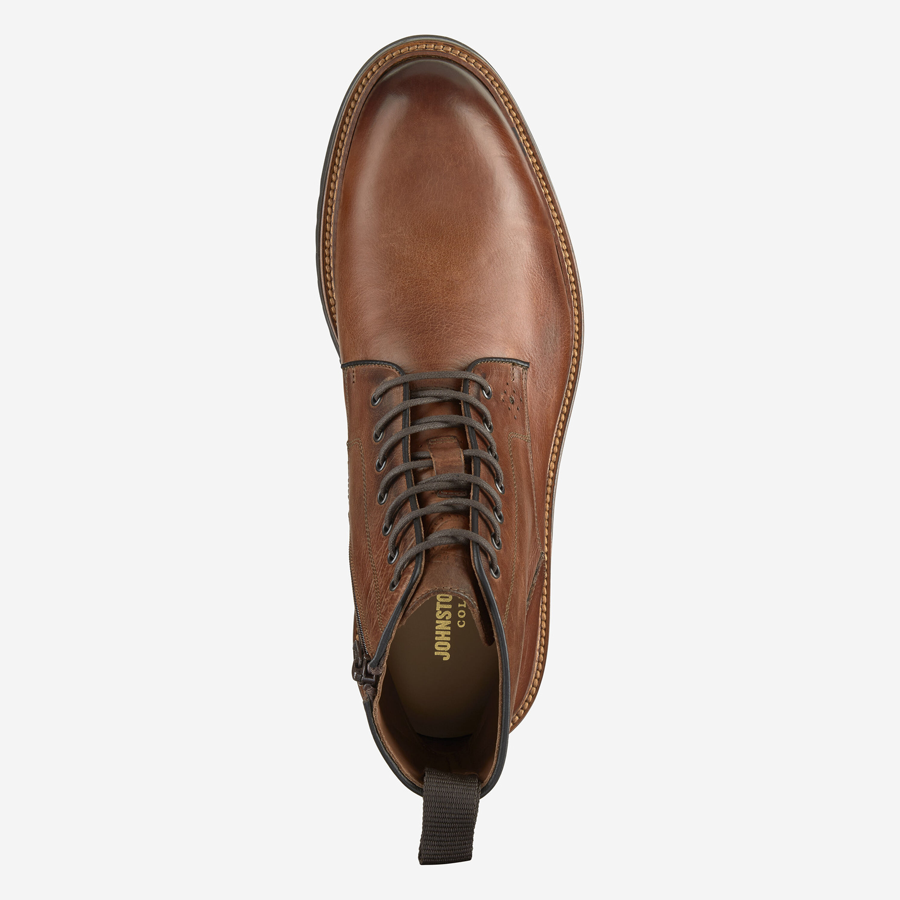 Johnston & Murphy Men Brown Pebbled Leather Lace up Oxford Boots 11 M Burnished Johnston Murphy Men main image 3