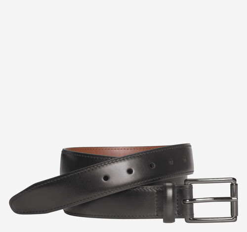 Shadow-Edged Leather Belt - Black