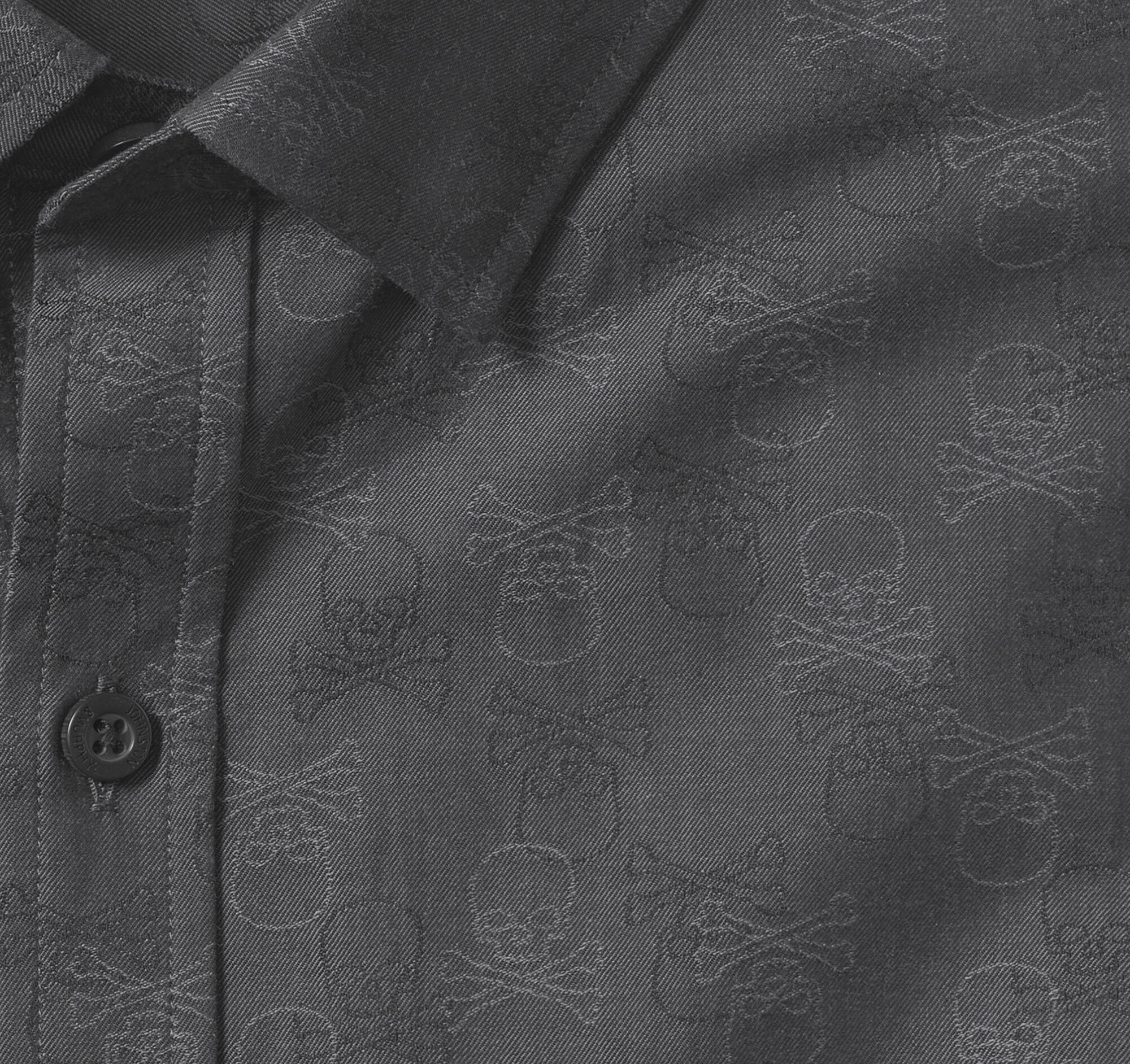 Men's Long-Sleeve Jacquard Shirt in Black Skull | Johnston & Murphy