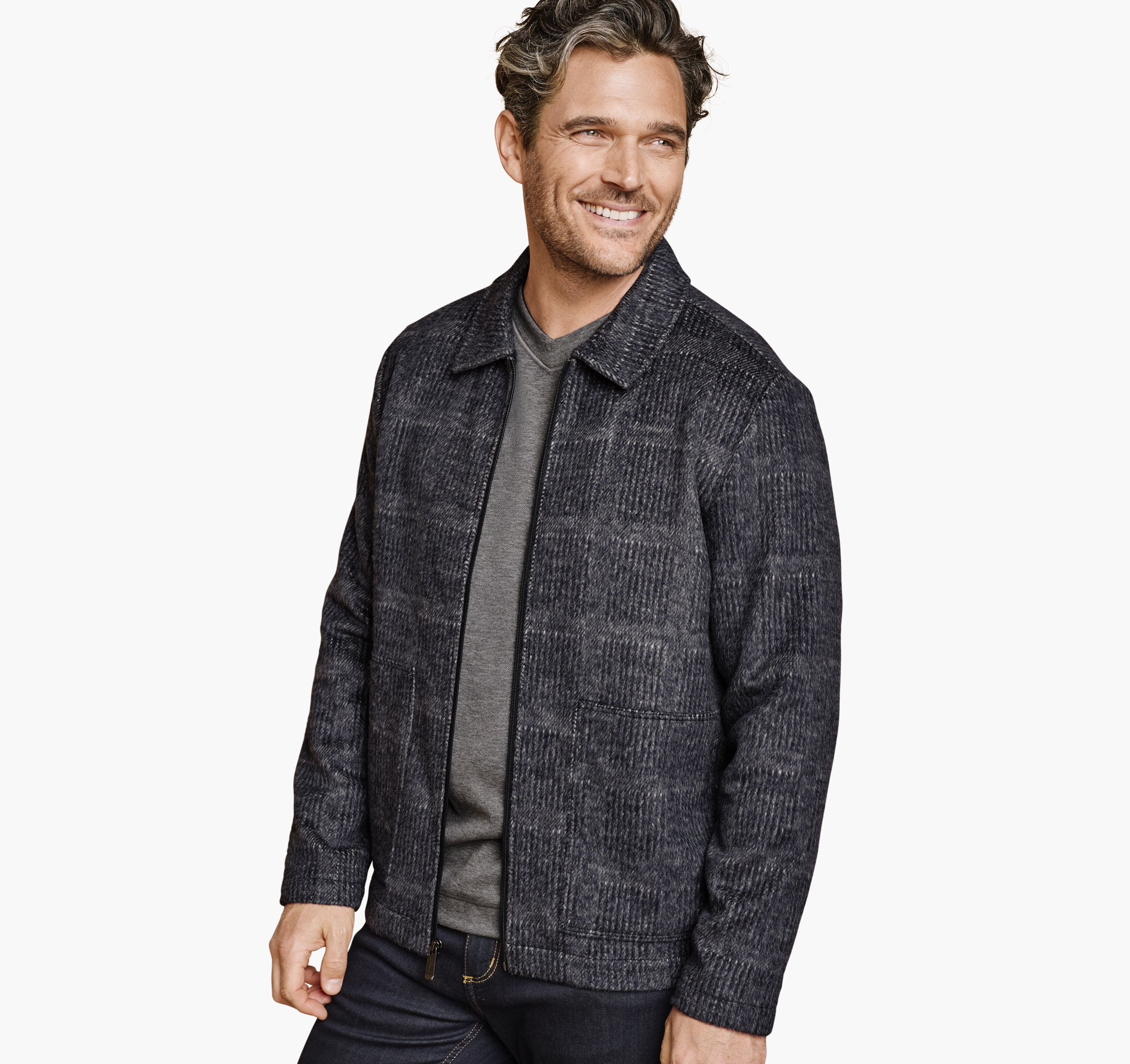 Men's Wool-Blend Shirt Jacket in Navy | Johnston & Murphy