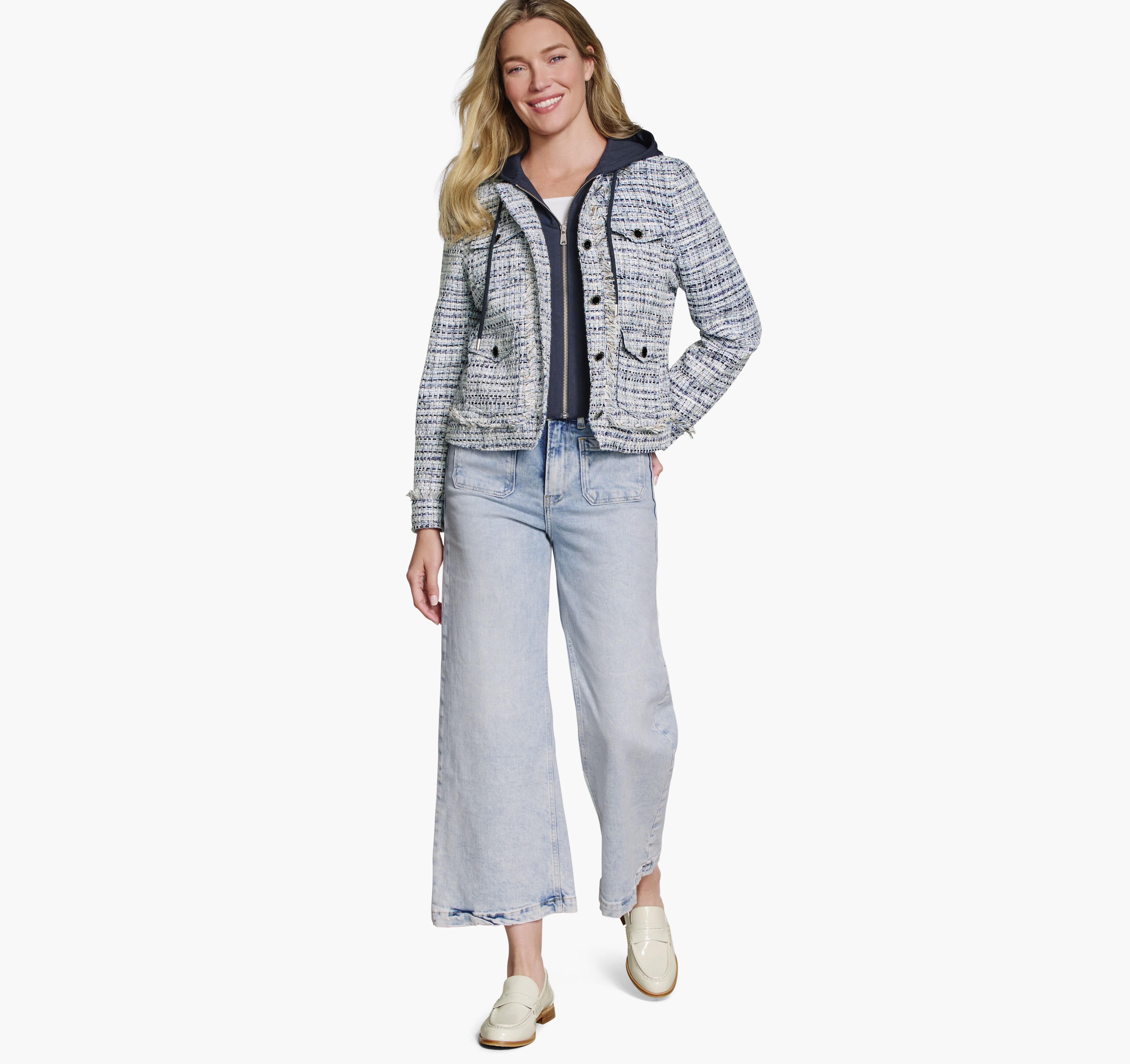 Tweed Jacket with Removable Hooded Bib