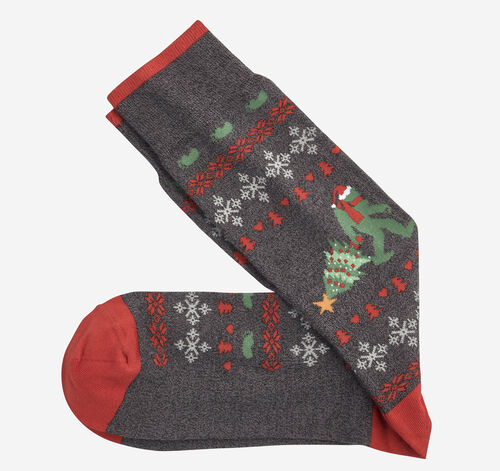 Pima Cotton Holiday-Themed Socks - Charcoal Yeti Sweater