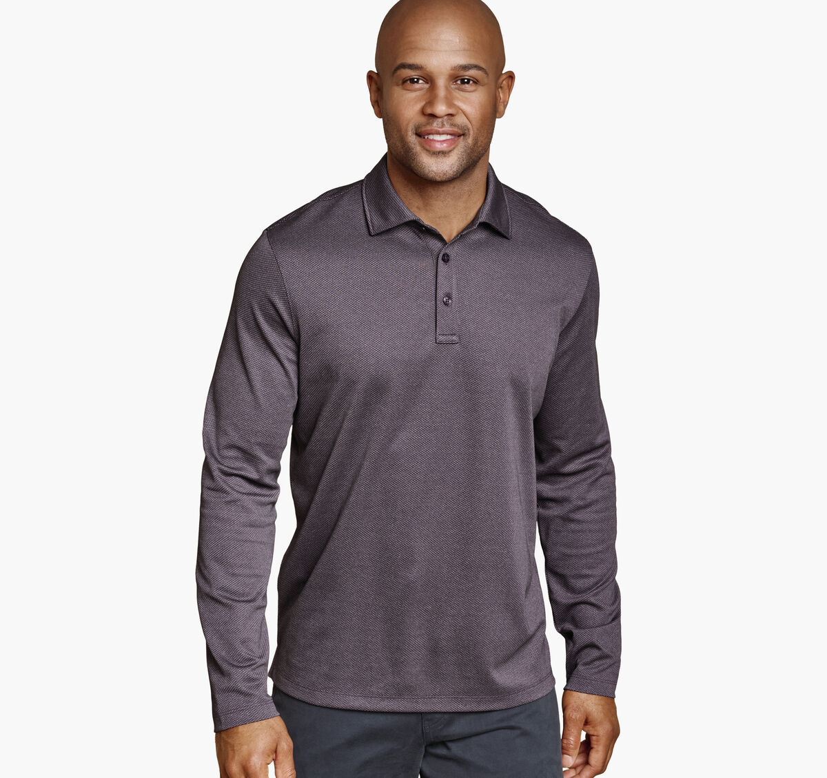 Knit Jacquard Long-Sleeve Polo image number null