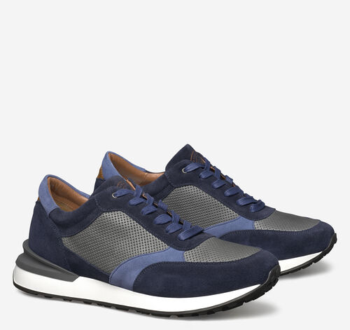 Briggs Perfed Lace-Up - Navy/Gray/Blue Italian Suede/Calf