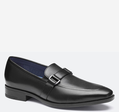 Gibbons Embossed Bit Loafer - Black Full-Grain Leather