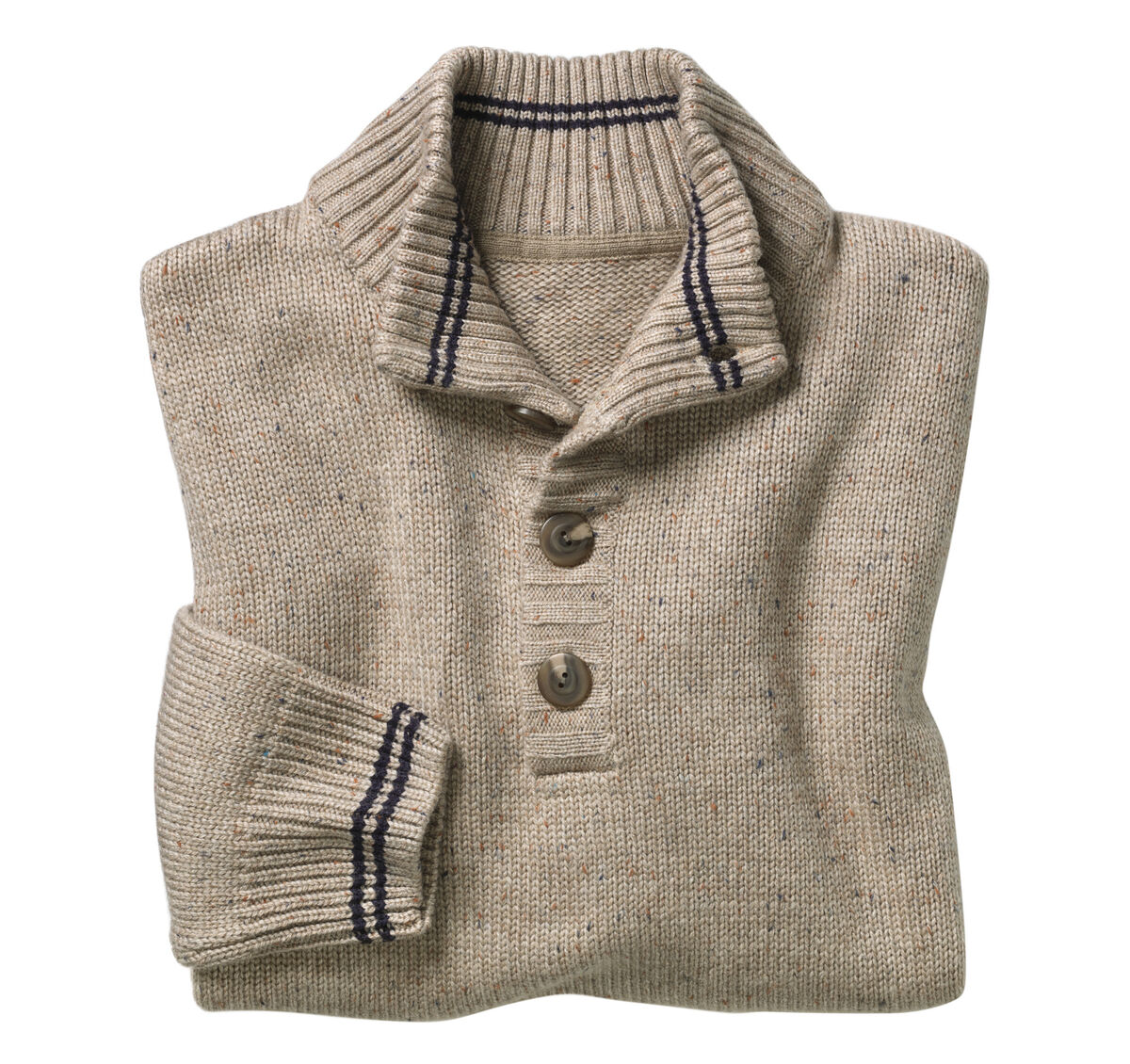 Quarter-Button Tweed Sweater image number null