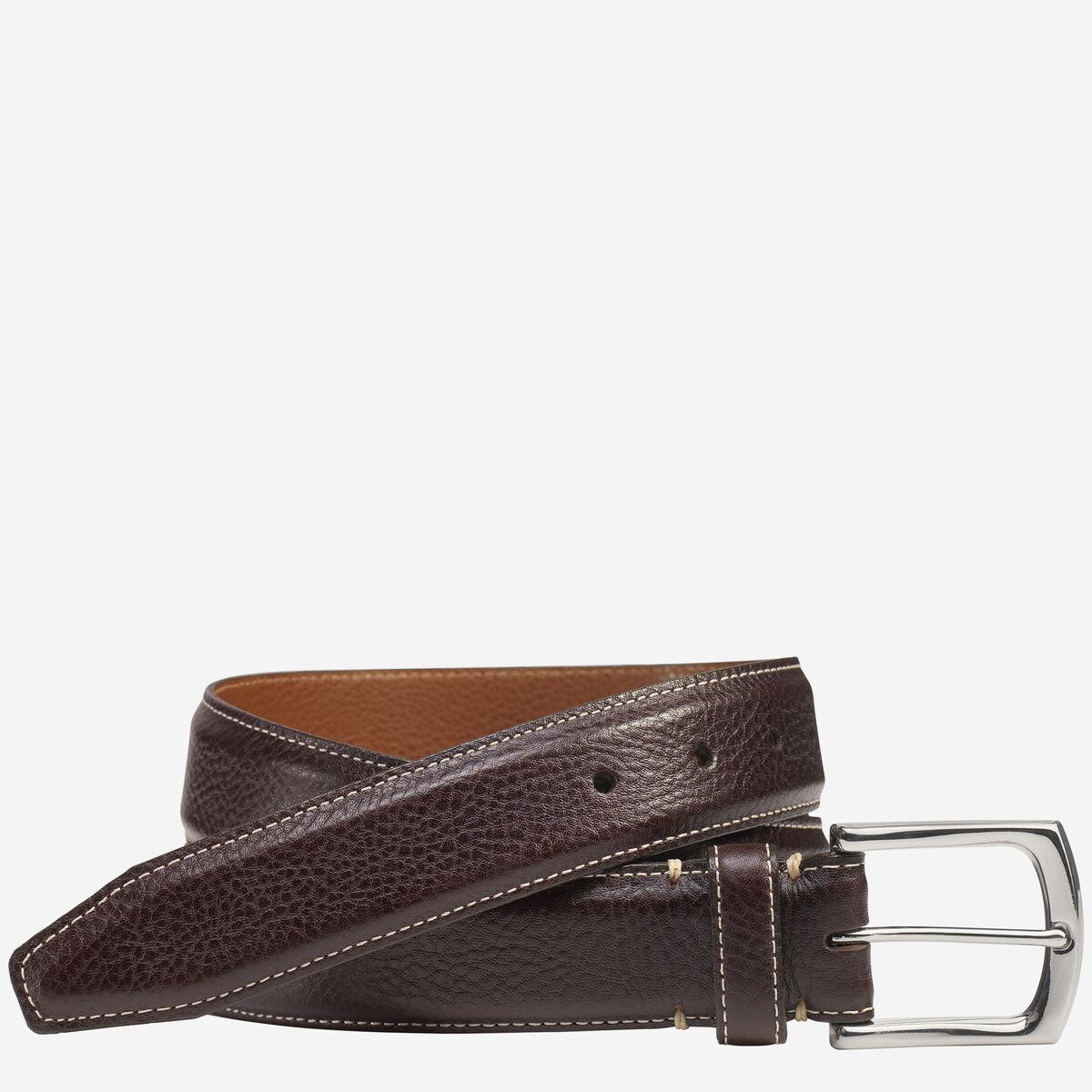 Topstitched Leather Belt image number null