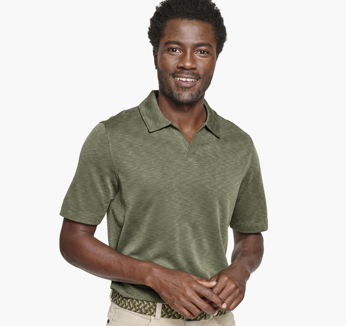 Vintage Slub V-Neck Polo image number null