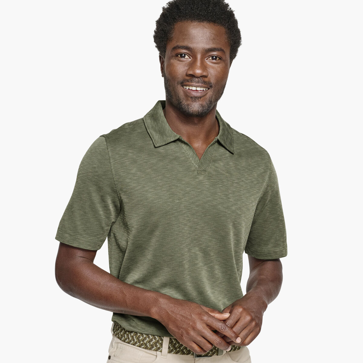 Vintage Slub V-Neck Polo image number null