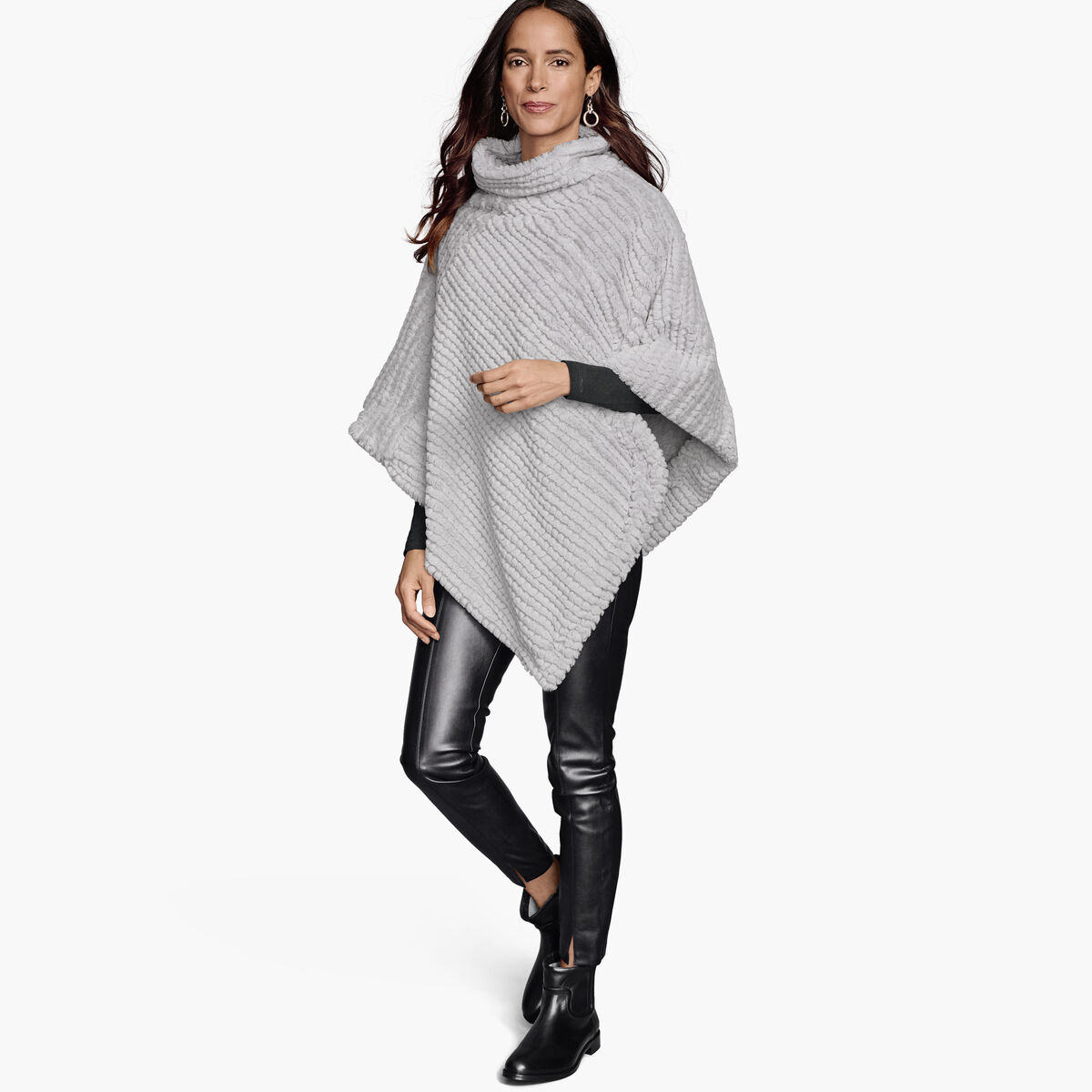 Reversible Faux-Fur Poncho image number null