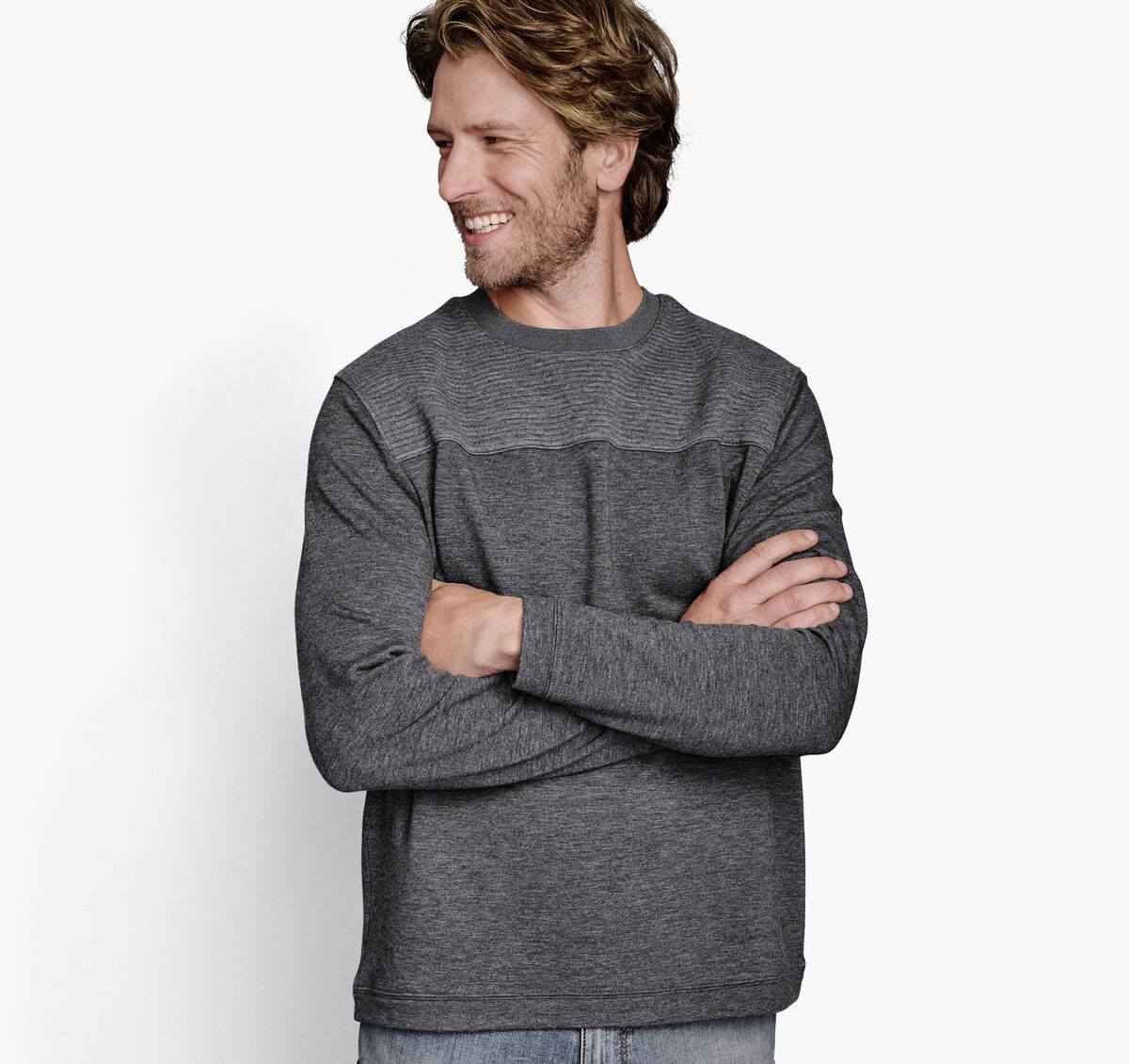 Ribbed Crew Pullover image number null