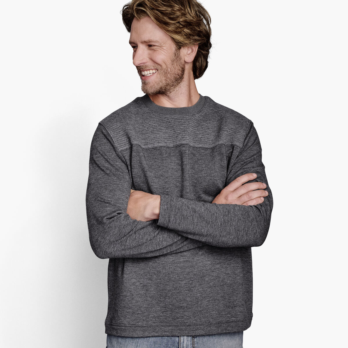 Ribbed Crew Pullover image number null