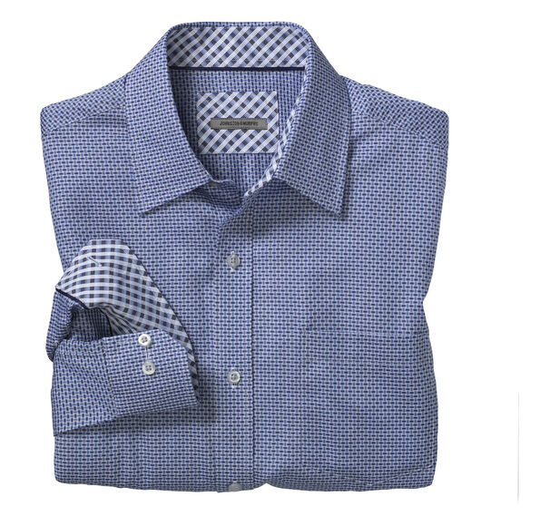 Tailored Fit Basketweave Neat Convertible Shirt | Johnston & Murphy