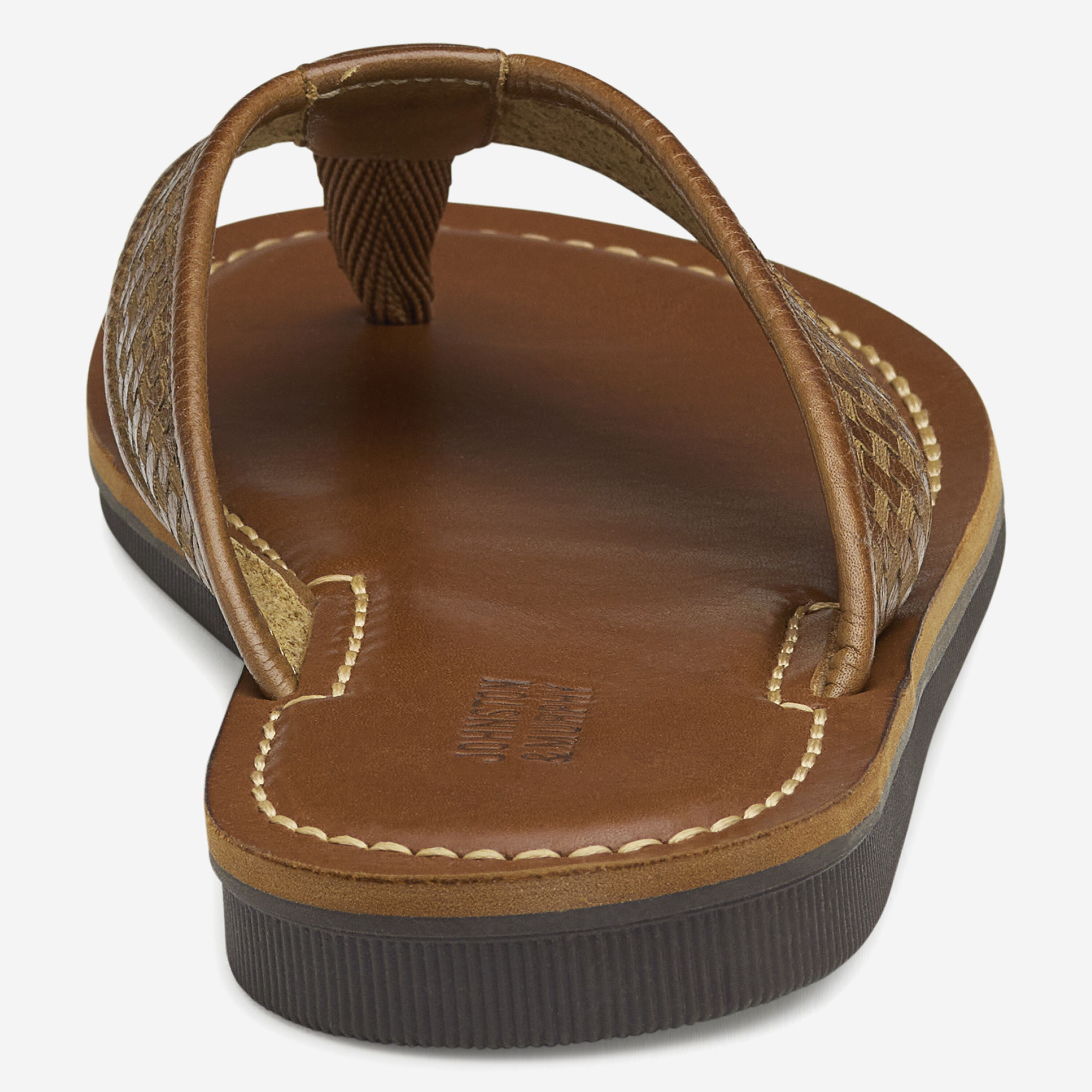 NWoB Johnston & Murphy Norris Thong Sandals Cushioned Brown Leather The North Shore Leather Flip Flop – StockyardX, The Leather  main image 3