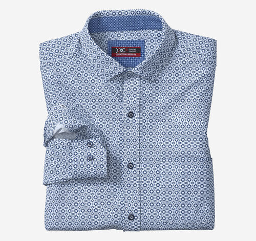 XC4® Motion Long-Sleeve Print Knit Shirt - White/Navy Diamond Web