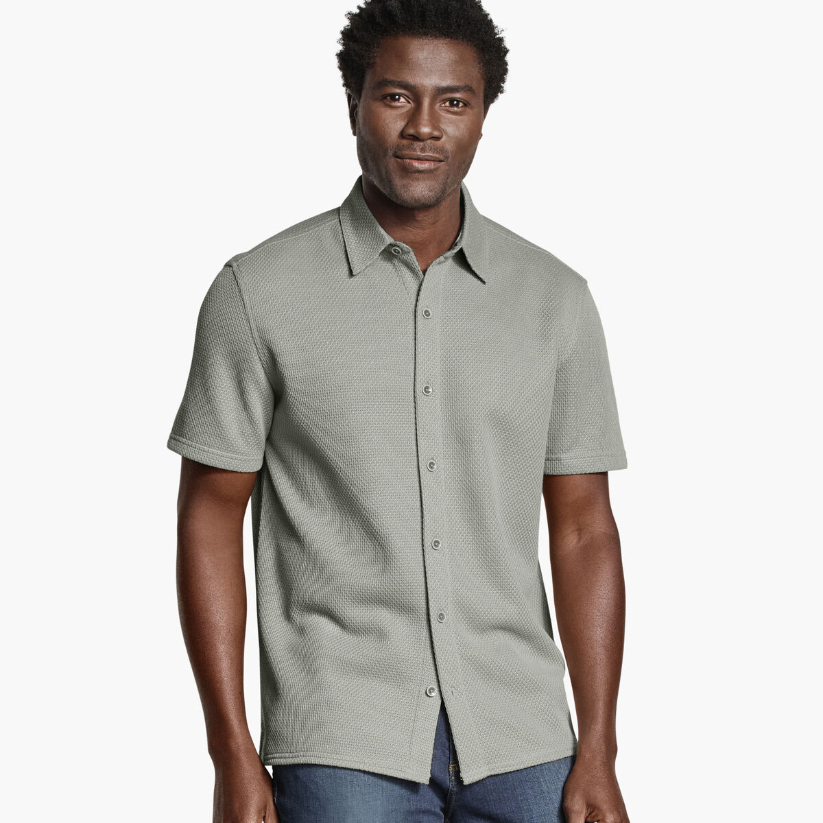 Linden Textured Short-Sleeve Shirt image number null