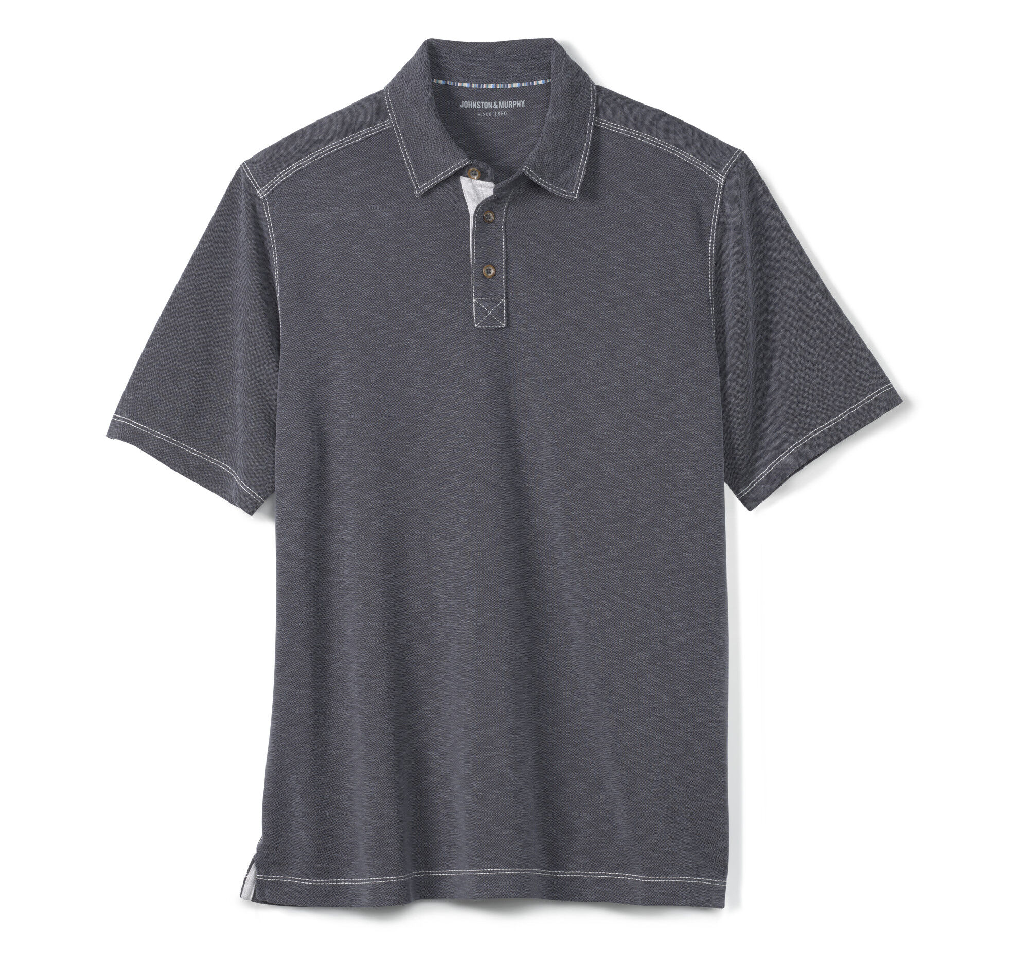 Men's Vintage Slub Polo in Charcoal | Johnston & Murphy