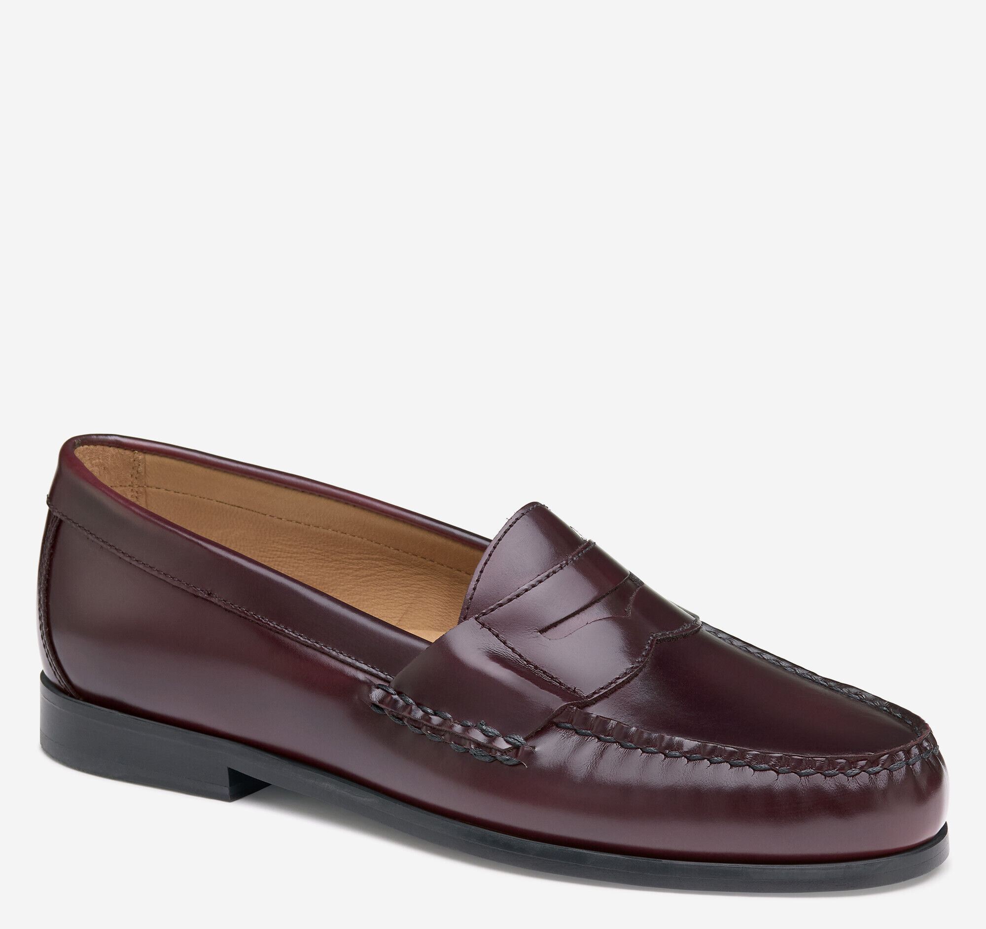 Men's Hayes Penny Loafer in Burgundy Brush-Off Leather | Johnston