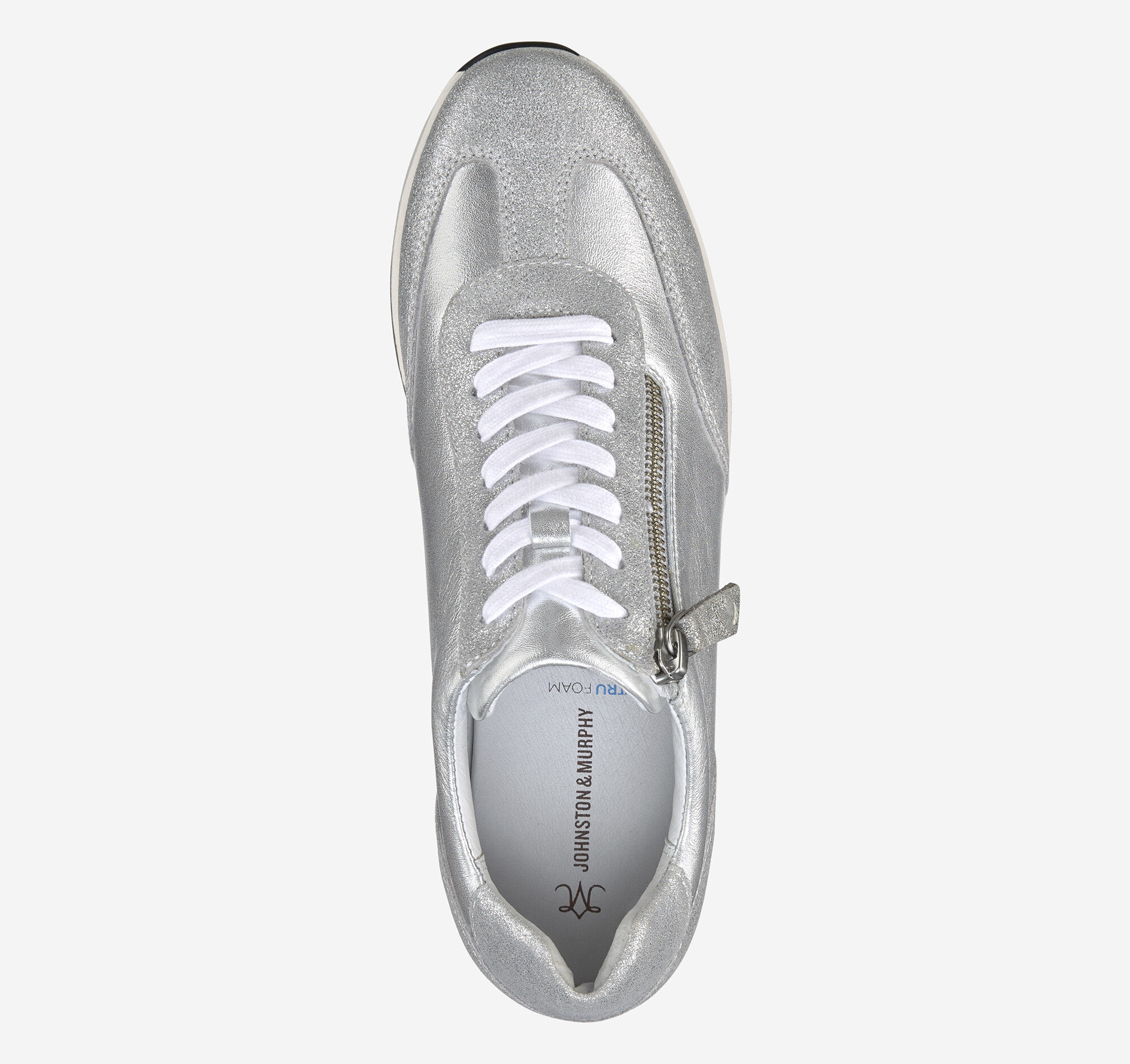 Women's Gracie Side-Zip Lace Up in Silver Metallic Suede