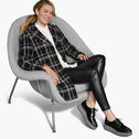 Plaid Coat with Removable Faux-Fur Collar image number null