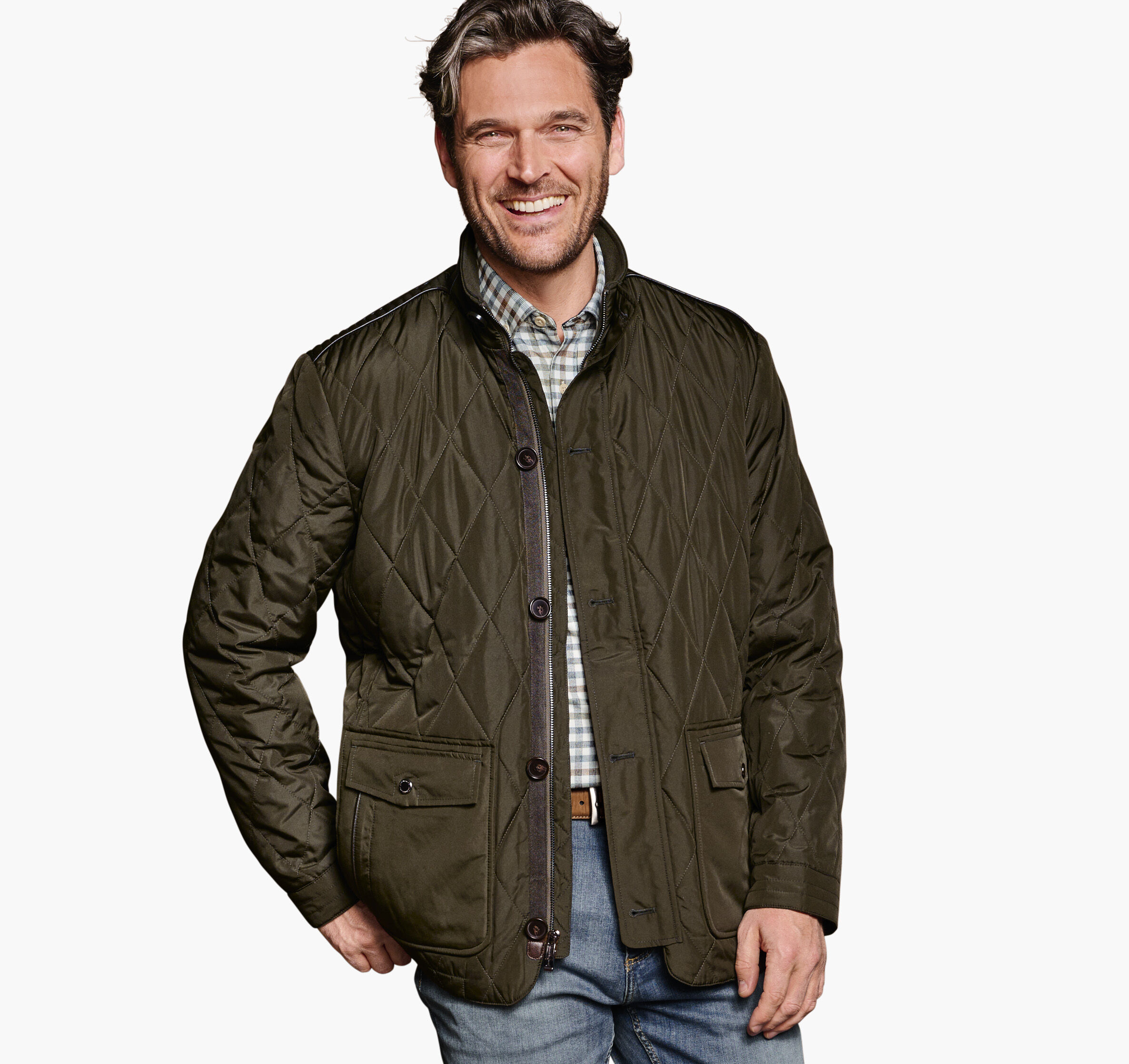 Men's Diamond Quilt Jacket in Olive | Johnston & Murphy