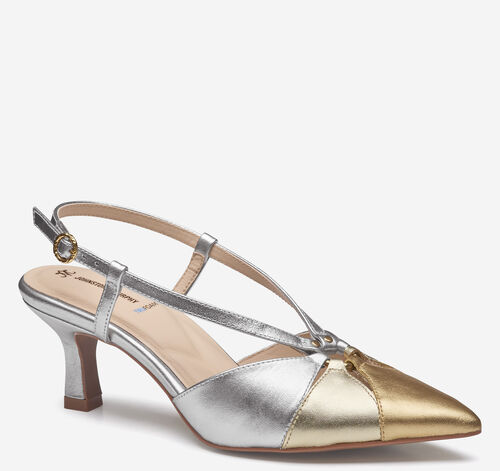 Lindsey Ring Slingback - Gold Multi Metallic Sheepskin