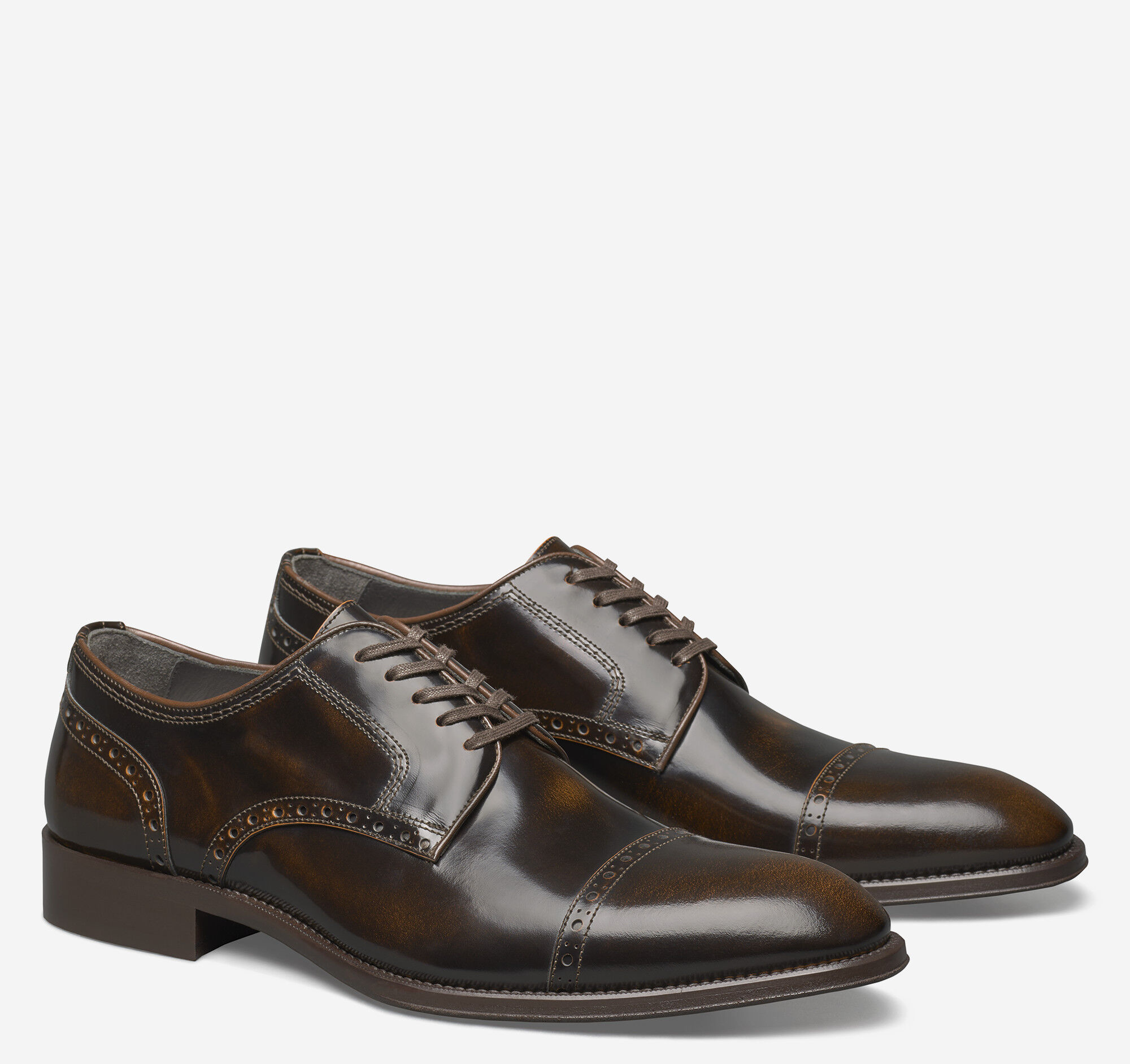 Johnston \u0026 Murphy Men's Flynn Cap Toe - Cognac Italian Calfskin - Size 9.5 - M