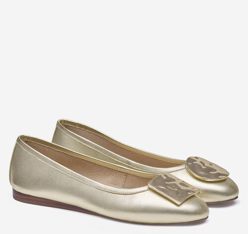Claire Ornamental Flat - Gold Metallic Sheepskin