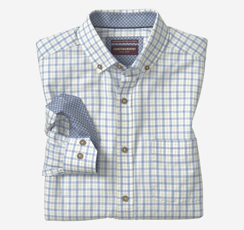 Huntley M&eacute;lange Shirt - Blue Windowpane Grid