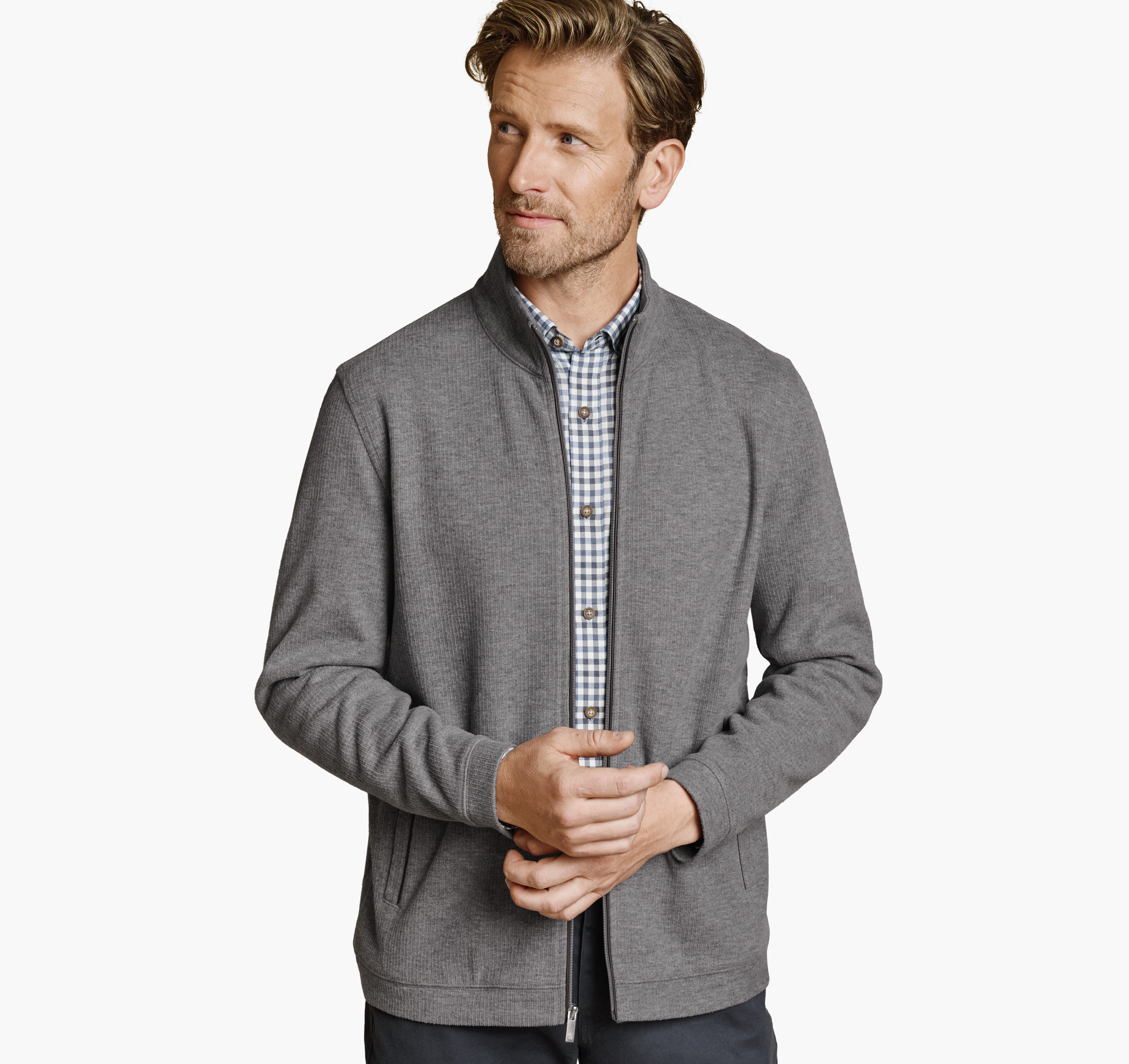 Men's Ribbed Full-Zip | Johnston & Murphy