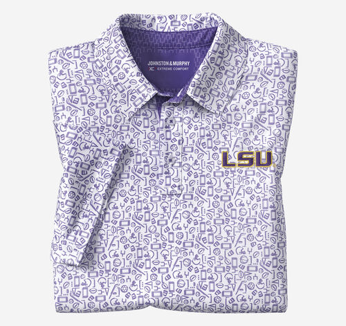 Collegiate XC+&shy;&trade; Multi Sport Print Polo - LSU - Purple