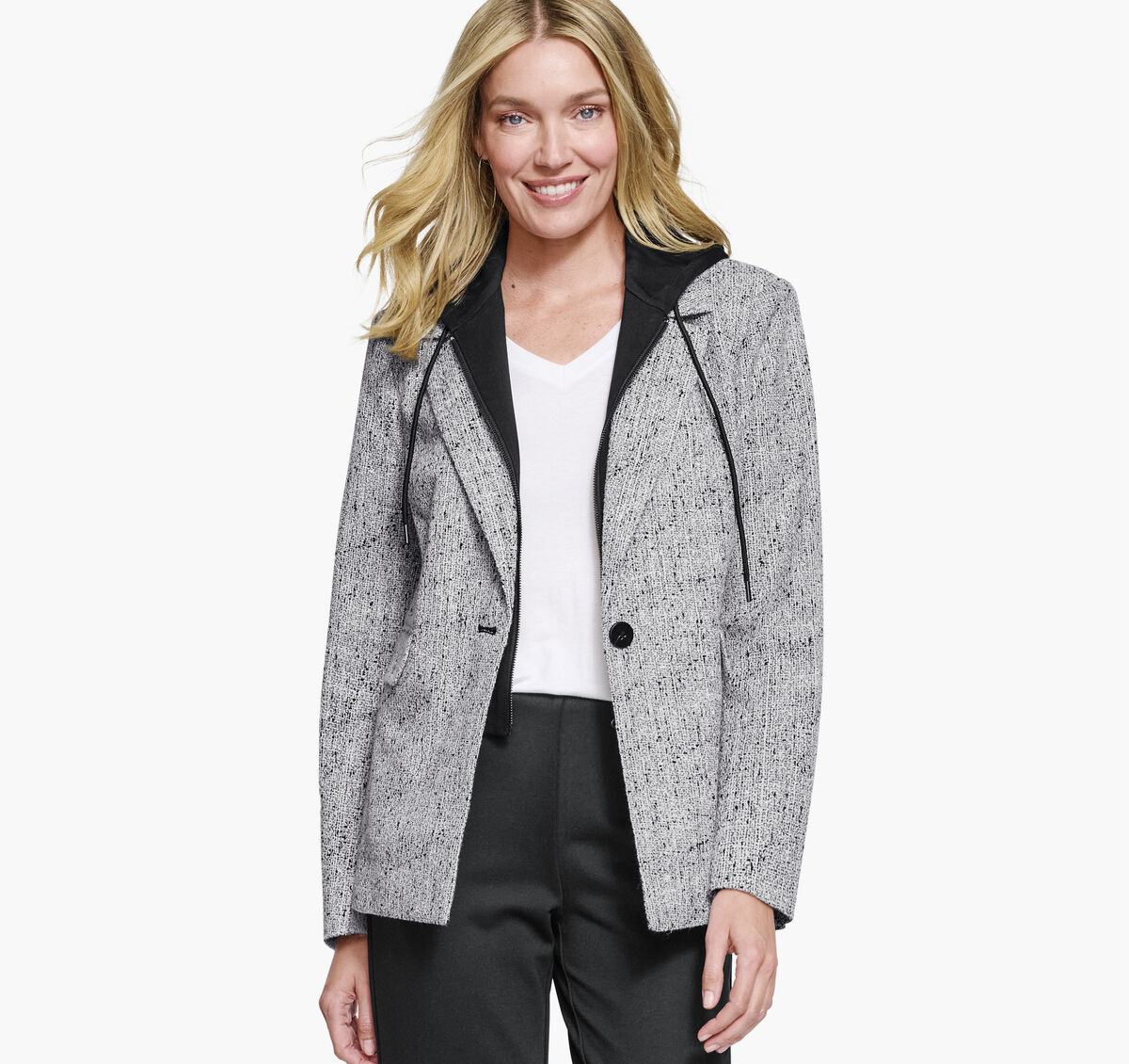 Tweed Blazer with Removable Hooded Bib image number null